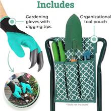 Foldable Garden Kneeler And Seat With EVA Foam Pad, Protects Knees And Clothes From Dirt, Sturdy Lightweight Stool Bench, Includes Free Tool Pouch - Default - View 6