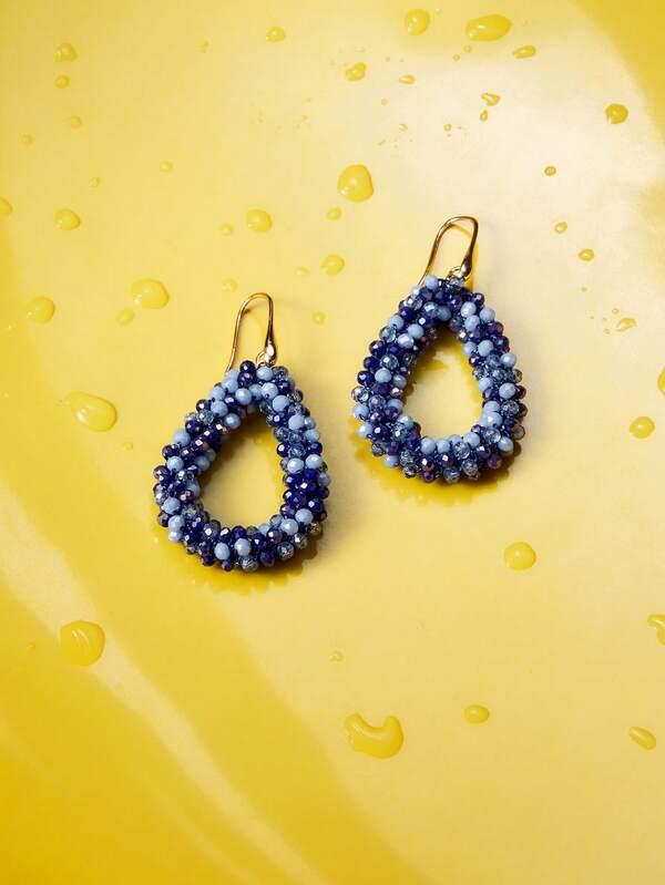 Trivaya 1 par de pendientes de estilo bohemio hechos a mano con cristal y cuentas de semilla, pendientes geométricos de gota elegante vintage, adecuados para vacaciones, bodas, festivales, regalos para amigos y amantes, uso diario, uso para fiestas (color y posición de las cuentas de semilla hechas a mano al azar)