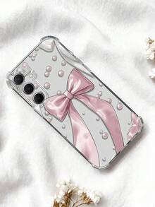 1 chiếc ốp lưng điện thoại trong suốt chống rơi, có nơ đính hạt, kiểu dáng sáng tạo, tương thích với Samsung A14/A15/A16/A17/A04/A05/A06/A07/A54/A55/A56/A57/A34/A35A/36/A37/S26/S26Plus/S26Ultra, 12C/13C/14C/15C, Honor 400/400Pro/400Lite/300/300Pro/200, C85 Pro/C75/C71/C63/C53 - Trong sáng - Xem 4