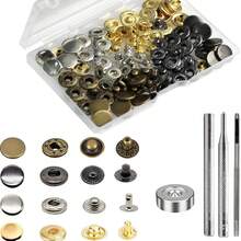 12 Set Leather Snap Fasteners Kit, 15mm Metal Snap Buttons Kit Press Studs With 4 Install Tools, Rivets And Snaps For Clothing, Jeans, Jackets, Bracelets, Bags - Multicolor - View 11