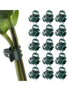 50pcs Plastic Plant Support Clips, Reusable Orchid Clips, Gardening Clips For Fixing Stems, Vines And Climbing Plants - Dark Green - View 6