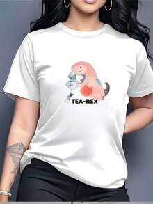 Camiseta súper suave para mujer Tea Dragon |   El regalo perfecto para familiares y amigos |   Camiseta interesante para amantes del té |   Camiseta Casual de Verano con Diseño de Dragón de Té |   Tops de moda para mujer |   Adecuado para uso casual y actividades de team building en la oficina. Camiseta de manga corta cómoda y versátil. - Blanco - Ver 1