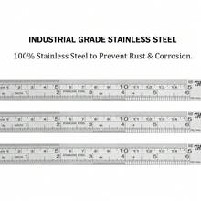 Metal Straight Ruler Set - Stainless Steel, 6 Inch Rulers - Bulk 1 Pack - 1 - View 2