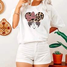 Minnie Mouse T-Shirt, Disneyworld Tshirt, Animal Shirt, Minnie Ear Shirt , Leopard Cheetah Print Shirt, Disney Shirt, Disney Ear Hoodie Disney Oversized T-Shirt - White - View 1