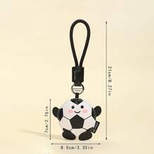1pc Mini Cute & Energetic Football Style PU Leather Keychain, Cartoon Black & White Football Figurine Zinc Alloy Keyring - Multicolor - View 4