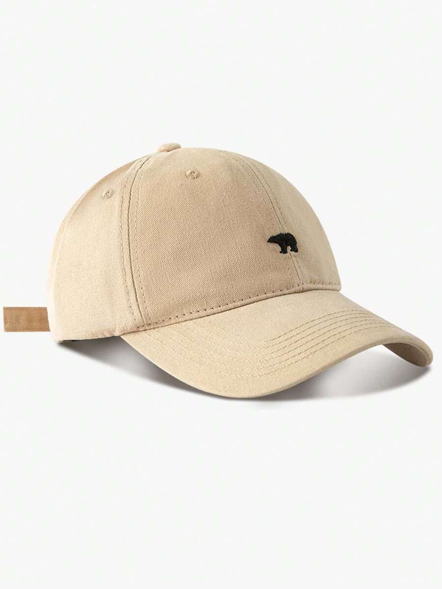 1pc Khaki Bear Vintage Baseball Cap - Khaki - View 1