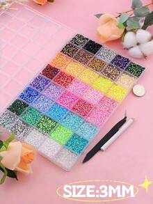 40 Colors Resin Rhinestones, 3mm Flat Bottom Multi-Color Diamond Art Diamonds, Diamond Art Diamonds Craft Kit Suitable For Nail Art, Handmade, Book Decoration And Makeup Nails - Nhiều màu - Xem 3