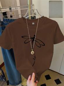 Monochromatic Ode To The Elegance Of Nature, Standard Size, Women's Casual Home T-Shirt, Printed, Round Neck, Sheer Short Sleeve - 白色 - 查看 9