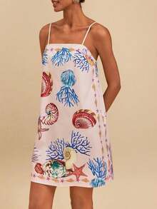 Spring/Summer Vacation Sleeveless Printed Chiffon Mini Dress For Women Vacation Dress,Boho Clothes Women,New Year, Beach Wedding Guest Outfits, Elegant Graduation,Casual Outfits - Nhiều màu 2 - Xem 3