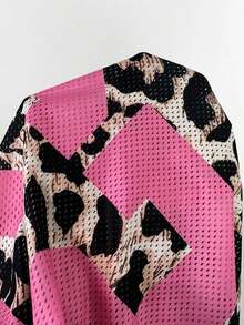 Camiseta de béisbol con estampado de número para mujer de talla grande, estilo vintage y deportivo para primavera/verano, top con estampado de leopardo, ropa de otoño, top con estampado de guepardo, top con estampado de leopardo - Rosa Pálido - Ver 6