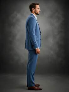Men's Microfiber Melange Tailored Suit - 藍色 - 查看 7