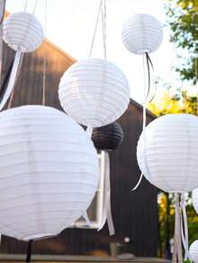 9/18pcs White Paper Lanterns, Decorative Chinese/Japanese Style Round Hanging Paper Lanterns, Suitable For Birthday, Wedding, Christmas, Bridal, Home Decor, Party Decoration - White Lanterns - View 6
