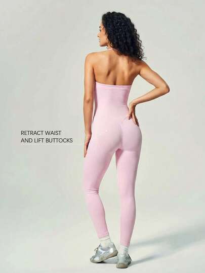 UONNOU Bộ jumpsuit hai dây cổ chữ V xếp ly dành cho nữ, trang phục tập yoga, thể dục giúp thon gọn và nâng ngực, thích hợp cho mùa hè.
