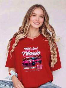 1 Women's Pure Cotton T-Shirt: Ambition Classic: American Racing T-Shirt - Modern, 180g, 100% Cotton - White - View 6