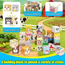 Characters And Animals Magnetic Building Blocks ,54/60pcs Magnetic Farm Theme Puzzle Cube Set With Box | 3D Jigsaw Toy, Learning Kit For Kids, Unleash Endless Imagination, Halloween Gift, Suitable For Boys And Girls, Mixed Colors ABS Material - Multicolor - View 3