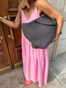 Long Pink Loose-Fitting Island-Style Dress With Straps, Perfect For Summer 2026 - 粉色 - 查看 2