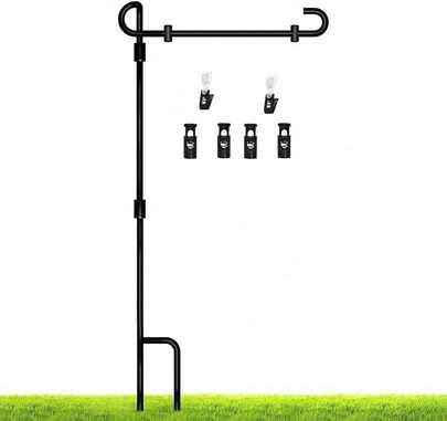 Jwsxcfd Garden Flagpole Frame (With 2 Clips 4 Buttons) High-Grade Courtyard Flagpole Frame (35 In* 16 In) Farm Warning Flag Garden Drative Metal Paint Flagpole Frame (1 PCS)