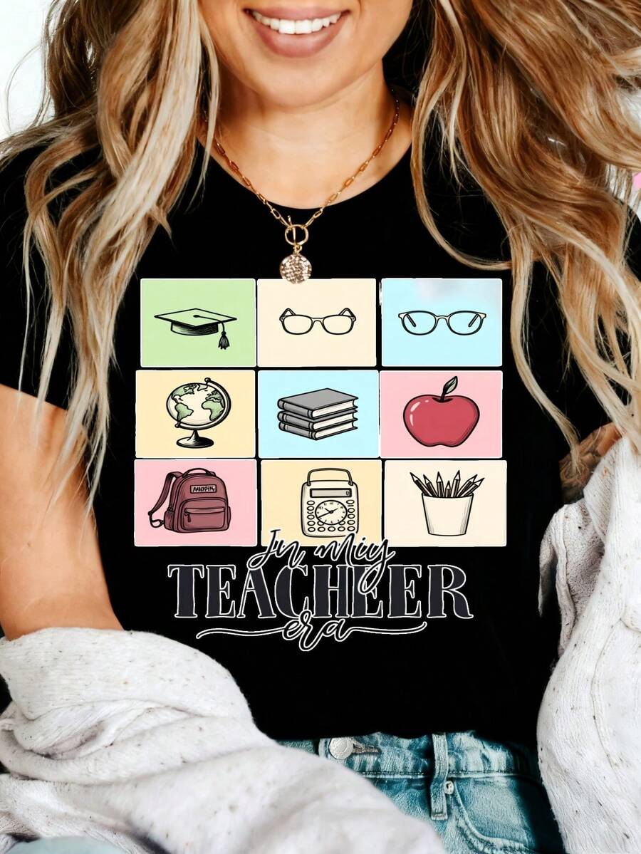 Teacher Appreciation Graphic T-Shirt 100% Cotton Oversized Soft Breathable Casual Crewneck Short Sleeve Top Heartfelt Thank You Teacher Best Teacher Educators Teachers School Staff Gift