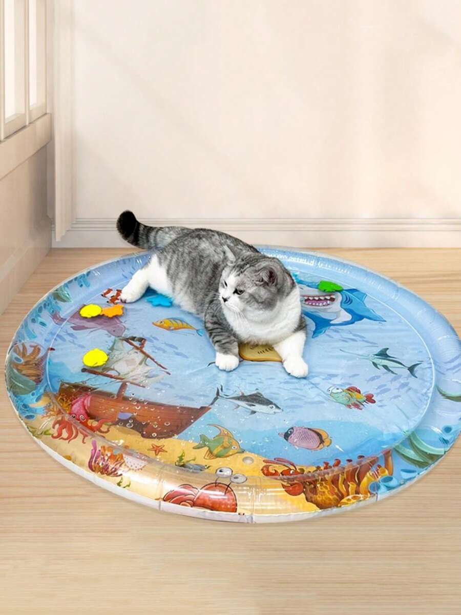 Alfombrilla de agua redonda/cuadrada para juego de gatos, cama de agua para mascotas, esterilla de enfriamiento de verano para gatos/perros, oasis de agua para juego de animales, esterilla de cama de agua, refrescante y cómoda - Multicolor - Ver 1