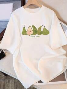 Camiseta de mujer% algodón, camisetas vintage de algodón para mujer, de manga corta, diseño único con estampado, nuevo estilo de verano 2026, corte holgado, manga media, top adelgazante para estudiantes y damas. - Negro - Ver 6