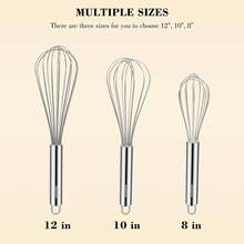 1pc/3pcs (Small + Medium + Large) Stainless Steel Egg Beater, Mini Kitchen Tool For Whipping Eggs And Cream, Also Suitable For Cake Baking - Bạc - Xem 4