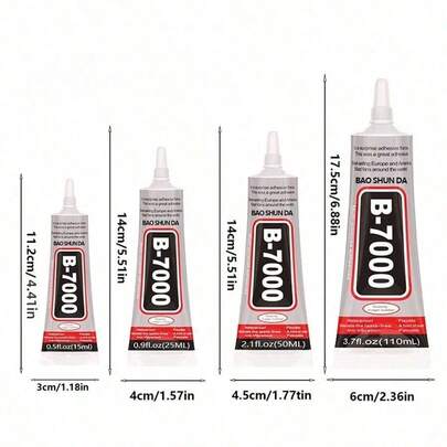 Keo dán kim cương pha lê công nghiệp không màu, trong suốt B-7000, 3.7 fl oz, 110ml/50ml/25ml/15ml, thích hợp cho vải, điện thoại, trang sức, đá quý pha lê, gỗ, thủy tinh.