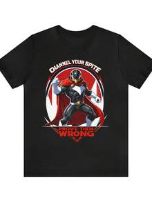 Men's Unisex Breathable Short Sleeve Jersey T-Shirt, Penguin Hunter Design, Solid Black Crew Neck T-Shirt For Men, Casual Summer Style, Best Gift For Men And Women. - 黑色 - 查看 1
