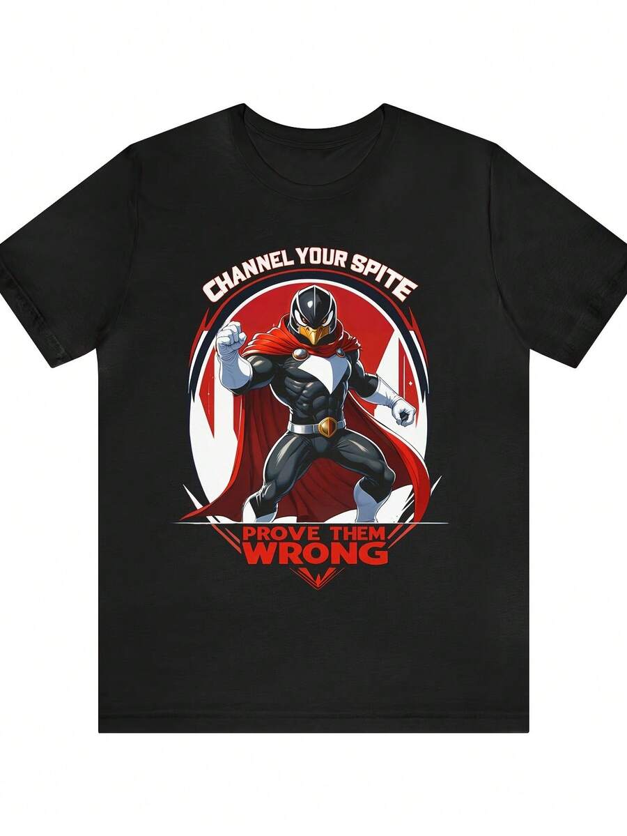 Men's Unisex Breathable Short Sleeve Jersey T-Shirt, Penguin Hunter Design, Solid Black Crew Neck T-Shirt For Men, Casual Summer Style, Best Gift For Men And Women. - 黑色 - 查看 1
