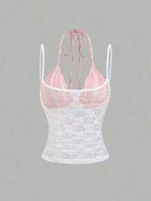 Nuevo diseño de camiseta sin mangas ajustada con rayas vintage y asimétrica 2 en 1 sexy para mujer, primavera/verano - Blanco 2 - Ver 3