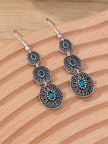 1 Pair Vintage Bohemian Style Classic Round Combination Earrings, Minimalist Versatile Elegant Design - Gold - View 7
