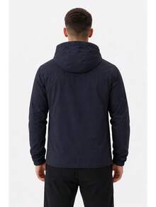 Men's Waterproof Windbreaker With Removable Hood, Sportswear For Gym Or Running - Black - View 4