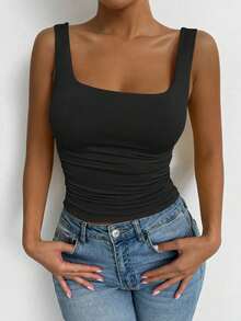 Conjunto de dos piezas de camiseta de tirantes ajustada en verde y blanco, estilo sexy de club, atuendo de festival y carnaval, atuendo de cumpleaños de mujer, atuendo romántico para citas, atuendo de concierto, esencial para fiestas, atuendo diario, atuendo deportivo casual, estilo de vacaciones - Multicolor 2 - Ver 3