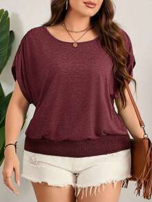 Camiseta de Pascua colorida talla grande, camiseta casual de cuello redondo holgada con cintura, vacaciones, ropa casual de verano para mujeres talla grande, Día de San Valentín, Día de San Valentín talla grande, festival de verano para mujeres - Burdeos - Ver 8