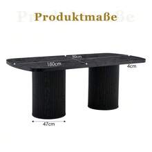 Modernt ovalt matbord med räfflad piedestalbas, högkvalitativ MDF-yta med trälook, i Wabi-Sabi- och 50-talsstil för hemmakök. - Svart - Visa 5