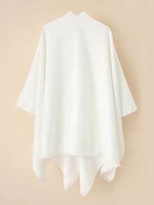 1pc Women's Fashionable Buckle Decor Shawl Cardigan Jacket - White - View 3