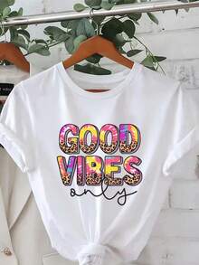 Camiseta unisex de manga corta, para mujerGráficoCamiseta-BUENOVIBRACIONESSOLOCamisetaenVerdeconLeopardoImprimirAcento-No-SeeA través deInformalTodos los díasCamisa-MáquinaLavableMujeresSuperiorparaFestividades&Conjuntos de ropaSeñorasTCamisas,Todo el añoRopa, vestimentaNo transparenteFabricplayerashombre, , , Dazymujer,romwehombres, bohochic,maestrasregalos,camisetaparaconjuntos de mujercon curvasparamu,y2k, - Blanco - Ver 1