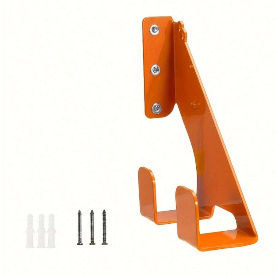 1pc Heavy-Duty Metal Chainsaw Wall Mount Rack, Easy Install Garage Storage Shelf For Chainsaw Series, Orange Powder-Coated Finish, Industrial Style, Secure Tool Organizer With Multiple Hooks, Chainsaw Accessories - Orange - View 1