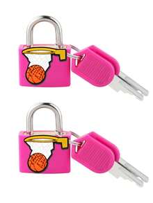 Basketball Pattern Luggage Lock, Small Suitcase Padlock With Key, Strong Copper Lock Core With Plastic Shell (Easy Lock Matching), Compact And Durable, Luggage Lock, Suitcase Mini Padlock, Travel Bag Metal Key Lock - Multicolor - View 22