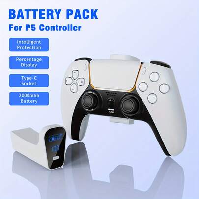2000mAh Portable Charger For P5 Controller | 1-1.5 Hour Fast Charging | Real-Time Percentage Display | Type-C Interface | Quad Smart Safety Protection | Charge And Play