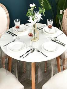 Soft Glass PVC Round Tablecloth Waterproof, Anti-Oil, Anti-Scalding, Wash-Free Round Table, Transparent Table Mat, Desktop, Household Tablecloth - Multicolor - View 7