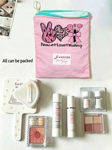 Sac cosmétique portable imprimé avec motif Paix Amour Art, organisateur de maquillage, trousse de premiers soins, porte-monnaie, convient pour un usage quotidien/extérieur/voyage, organisateur de cosmétiques de voyage, rangement pour médicaments, cosmétiques, téléphones et autres petits articles, accessoire de voyage, cadeau de Noël, sac cadeau personnalisé, petit échange de cadeaux, décoration de chambre - Multicolore - Voir 5