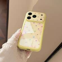 Funda de teléfono estilo graffiti con estrellas coloridas de GUCADI compatible con Apple 17, 17 Pro Max, 13 chapado en oro, 15 de cobertura completa, 16 creativo coreano, única, creativa, geométrica, minimalista, fresca y sencilla, de nicho, estilo de lujo ligero, estilo Ins - Amarillo - Ver 4