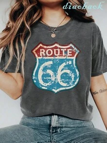 Women'S  Vintage Road Trip T-Shirt |   Easter Outfit, Spring Tops, Oversized Short Sleeve Tee,  Clothes Women, Summer Clothes Women Graphic T Shirt Women Tops Plus Size Women - Dark Grey - View 5