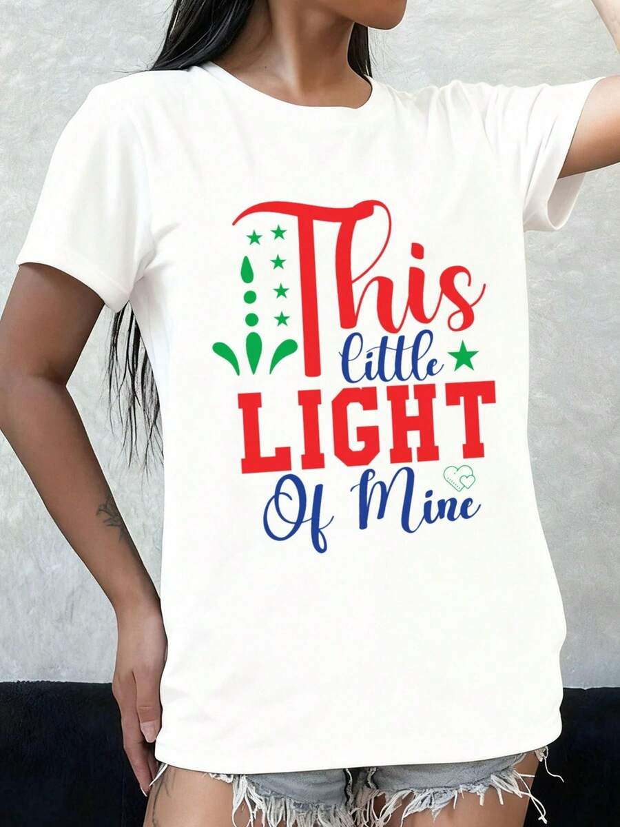 This Women's Lightweight T-Shirt, White Graphic Tees 2026, Casual Weekend Wear, Suitable For The Office, Dates, And Daily And Weekend Outings, Ideal As A Mother's Day Gift - 白色 - 查看 1