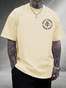 Cute Unisex Premium Casual T-Shirts, Men's Graphic Tee, Dirty Hands Clean ❤️ Money Daily Wear 100% Cotton Unisex Gift Idea For Him Or Her Urban Fashion Top - 杏色 - 查看 3