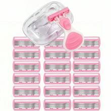 Portable Travel 6‑Layer Women's Razor, Washable Compact Body Shaver For Full Body Hair Removal, Small Lightweight Design For Purse & On‑The‑Go Use, Face Razor, Wax Hair Removal - Pink - View 13