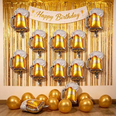 16 Inch Mini Wine Glass Shaped Aluminum Foil Balloons, Suitable For Birthday, Wedding, Valentine's Day Decoration