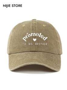 Vintage Washed Baseball Cap - Printed With "Promoted To Big Brother" | Adjustable Casual Hat, Suitable For Family And Streetwear Style,Holiday,Festival - C - View 6