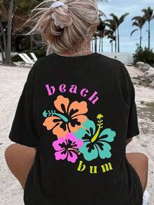 100% Premium Cotton: Colorful Summer T-Shirt, Vibrant Tropical Floral Beach Design, Comfortable Casual Style, Ideal For Summer Beach Vacations. Available In Various Sizes. Black Fashion - Soft And Breathable Casual Fashion Clothing For Everyday Wear. - 黑色 - 查看 6