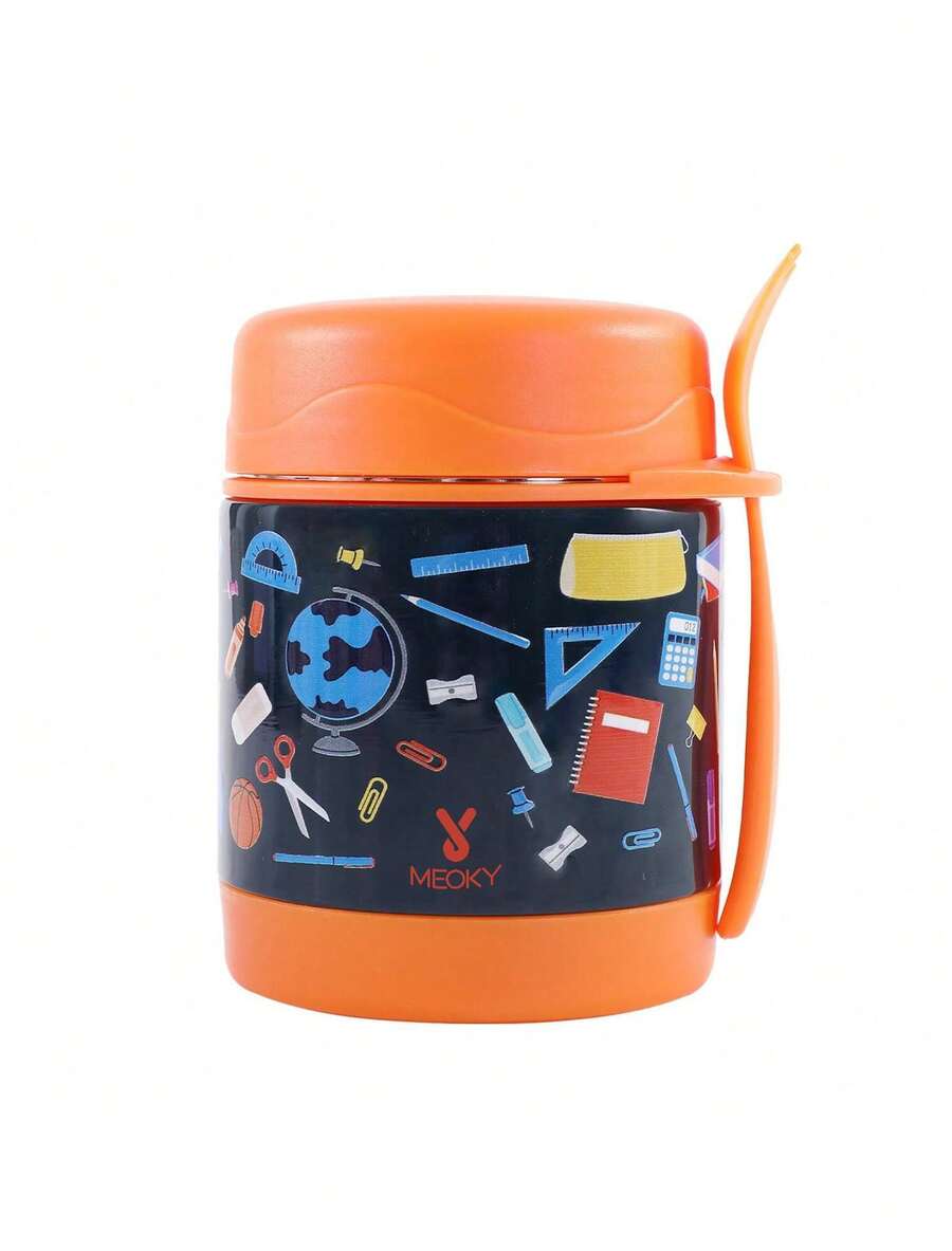 Meoky 300ml/10oz Stainless Steel Vacuum Insulated Food Jar, Suitable For Holding Hot & Cold Food, Can Be Used As Thermal Lunch Box, Wide Mouth Stainless Steel Lunch Box With Spoon, Keeps Food Warm For 10 Hours, Keeps Food Cold For 16 Hours, Leak-Proof Design, Suitable For School, Office, Travel, Kitchen, Also Can Be Used As Christmas Gift - Orange - View 1